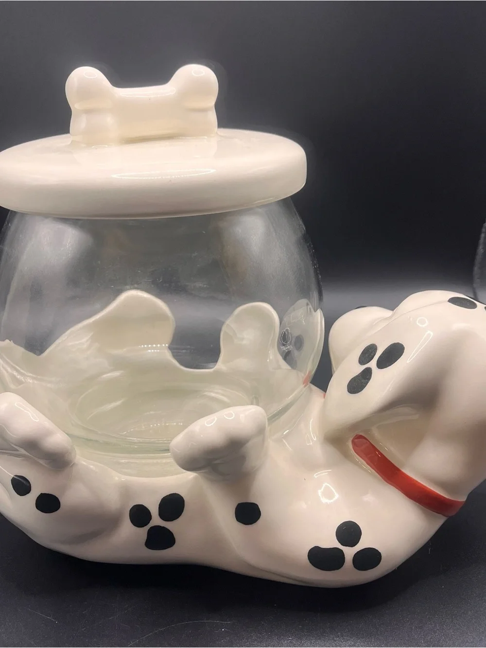 VTG TREASURE CRAFT DALMATIAN TREAT COOKIE JAR Anchor Hocking Fish Bowl Dog Candy